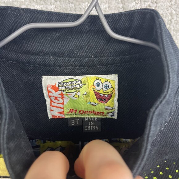 Vintage JH Design x Spongebob Nickelodeon Nascar Jacket Kids 3T Black / Yellow - Picture 5 of 15